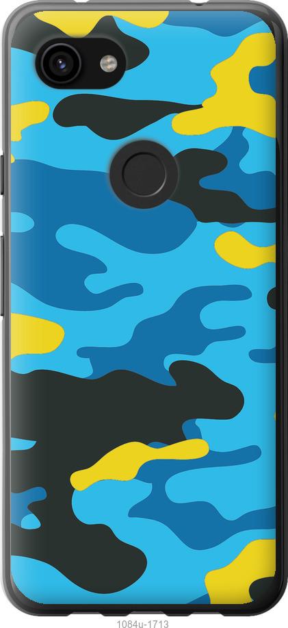 

Чехол на Google Pixel 3a XL Желто-голубой камуфляж