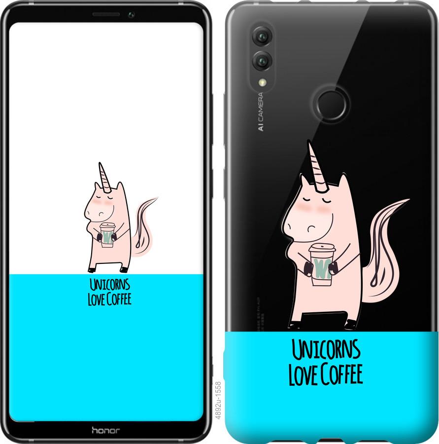 

Чехол на Huawei Honor Note 10 Единорожек с кофе