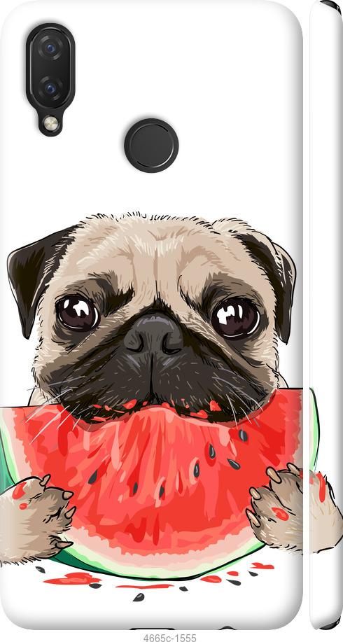 

Чехол на Huawei P Smart Plus Мопс и арбуз