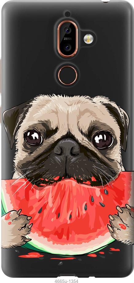 

Чехол на Nokia 7 Plus Мопс и арбуз