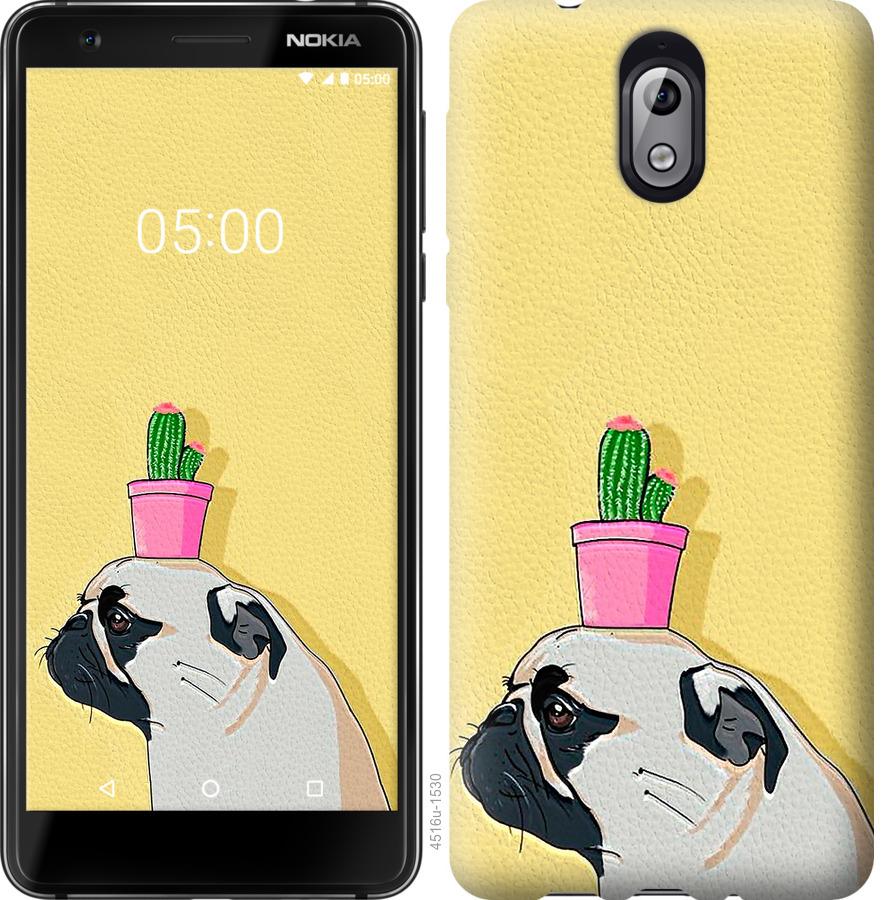 

Чохол на Nokia 3.1 Мопс з кактусом