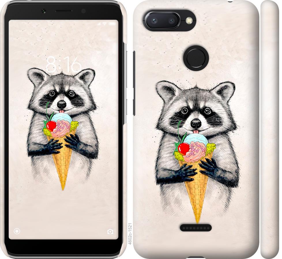 

Чохол на Xiaomi Redmi 6 Єнот з морозивом