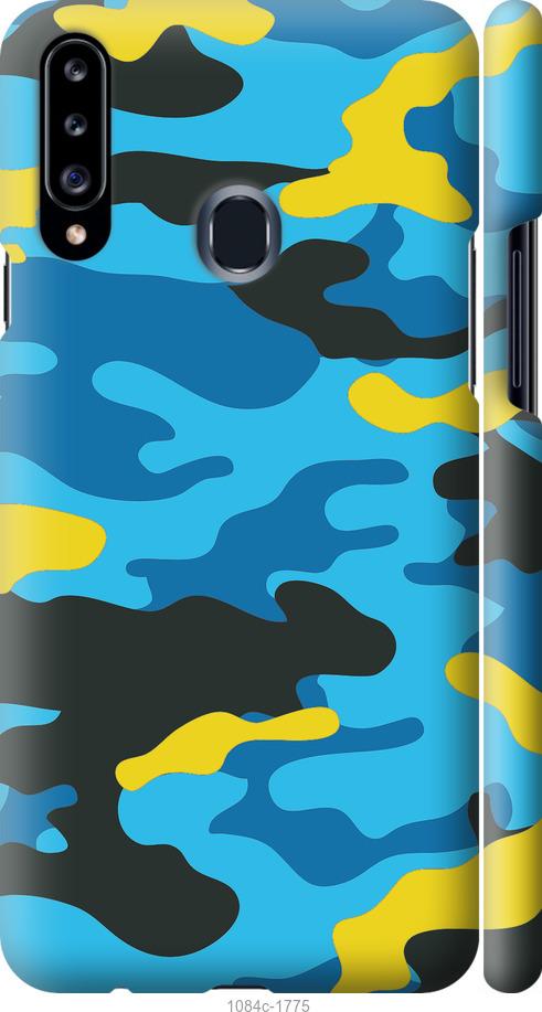 Чехол на Samsung Galaxy A20s A207F Желто-голубой камуфляж
