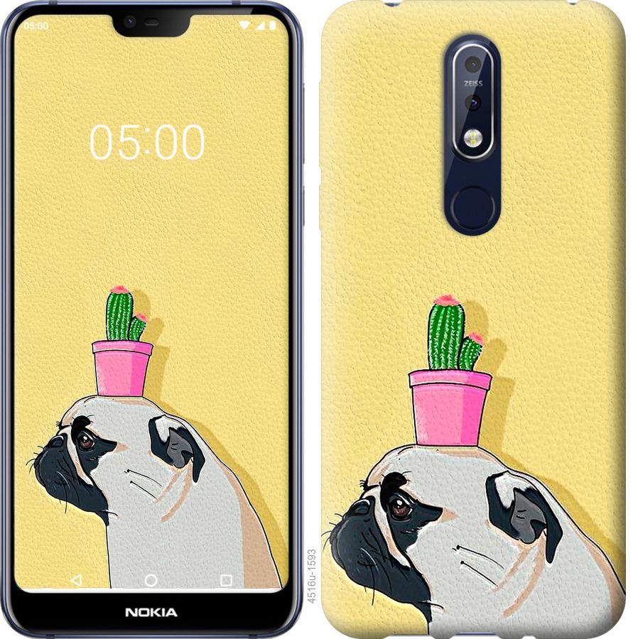 

Чохол на Nokia 7.1 Мопс з кактусом