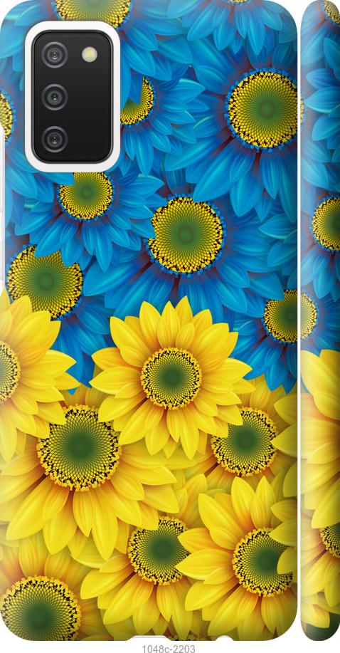 Чехол на Samsung Galaxy A02s A025F Жёлто-голубые цветы