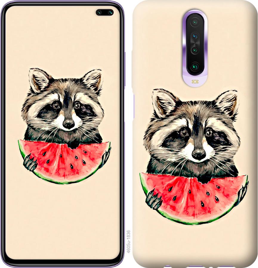 Чехол на Xiaomi Redmi K30 Енотик с арбузом