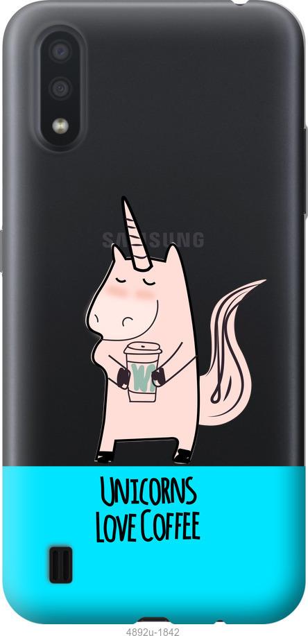 

Чехол на ZTE Blade A7 2020 Единорожек с кофе