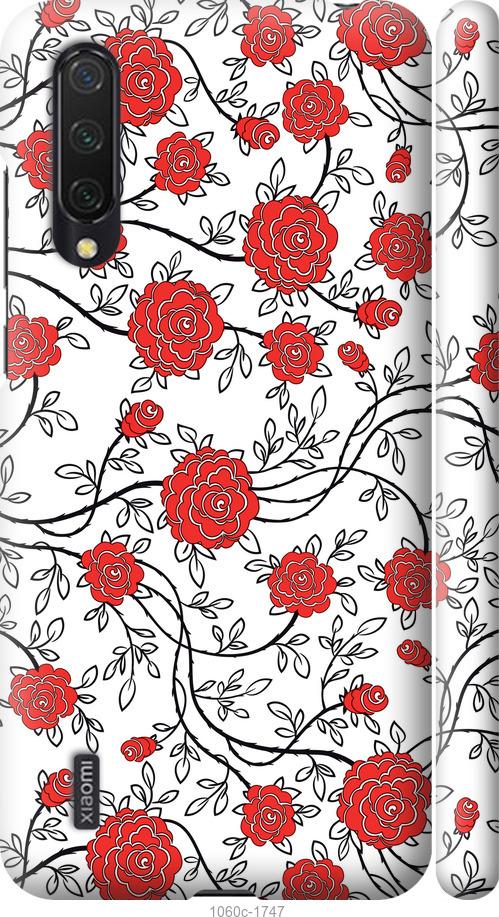 Чехол на Xiaomi Mi 9 Lite Красные розы на белом фоне