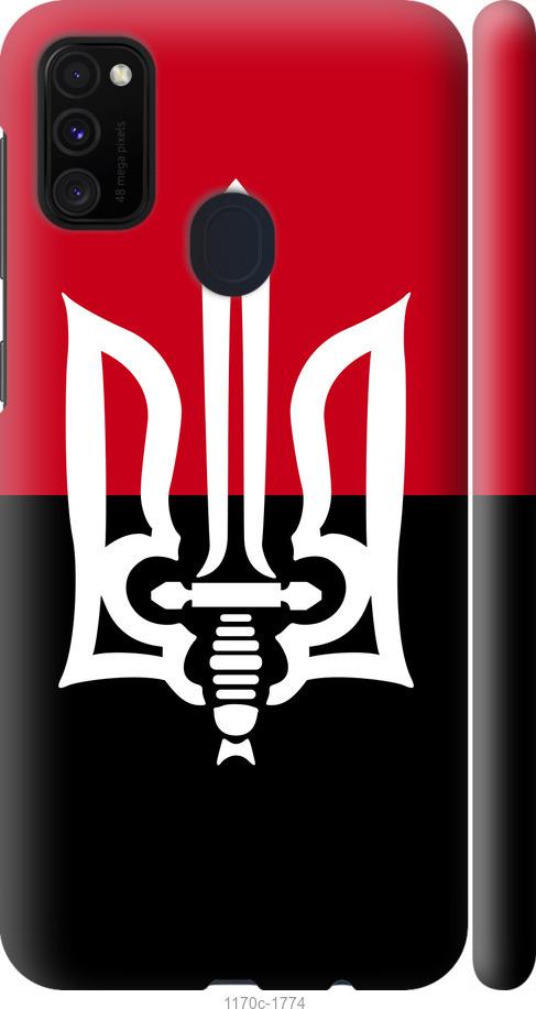 

Чохол на Samsung Galaxy M21 M215F Чорно-червоний прапор з тризубом