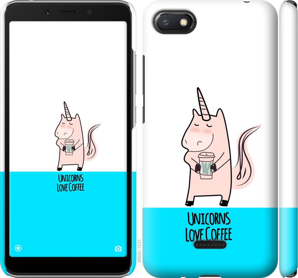 

Чехол на Xiaomi Redmi 6A Единорожек с кофе