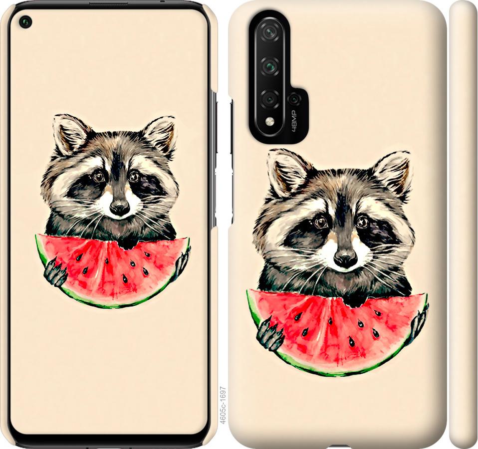 

Чехол на Huawei Nova 5T Енотик с арбузом