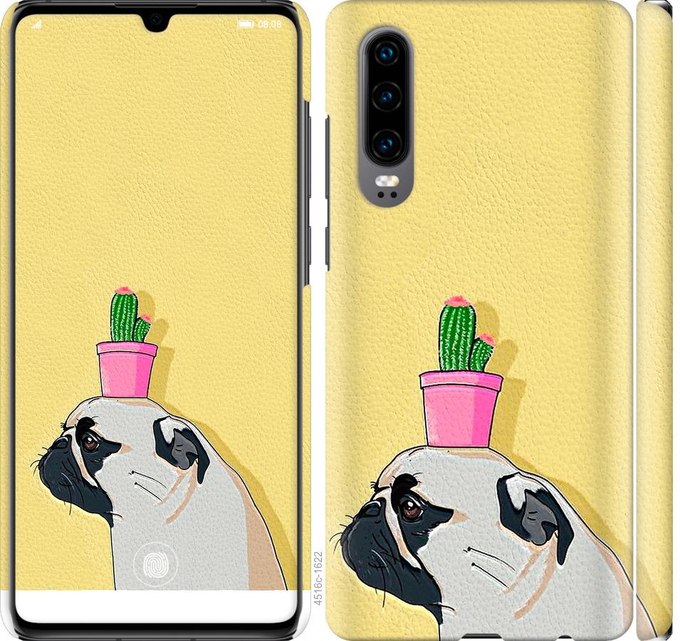 

Чохол на Huawei P30 Мопс з кактусом