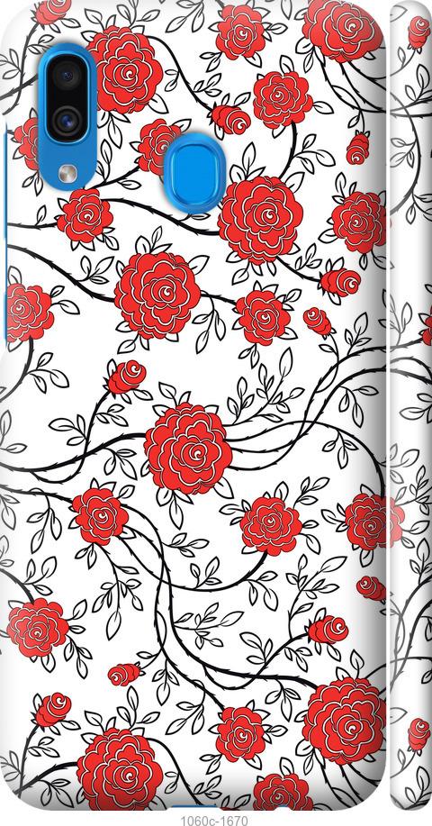 Чехол на Samsung Galaxy A20 2019 A205F Красные розы на белом фоне