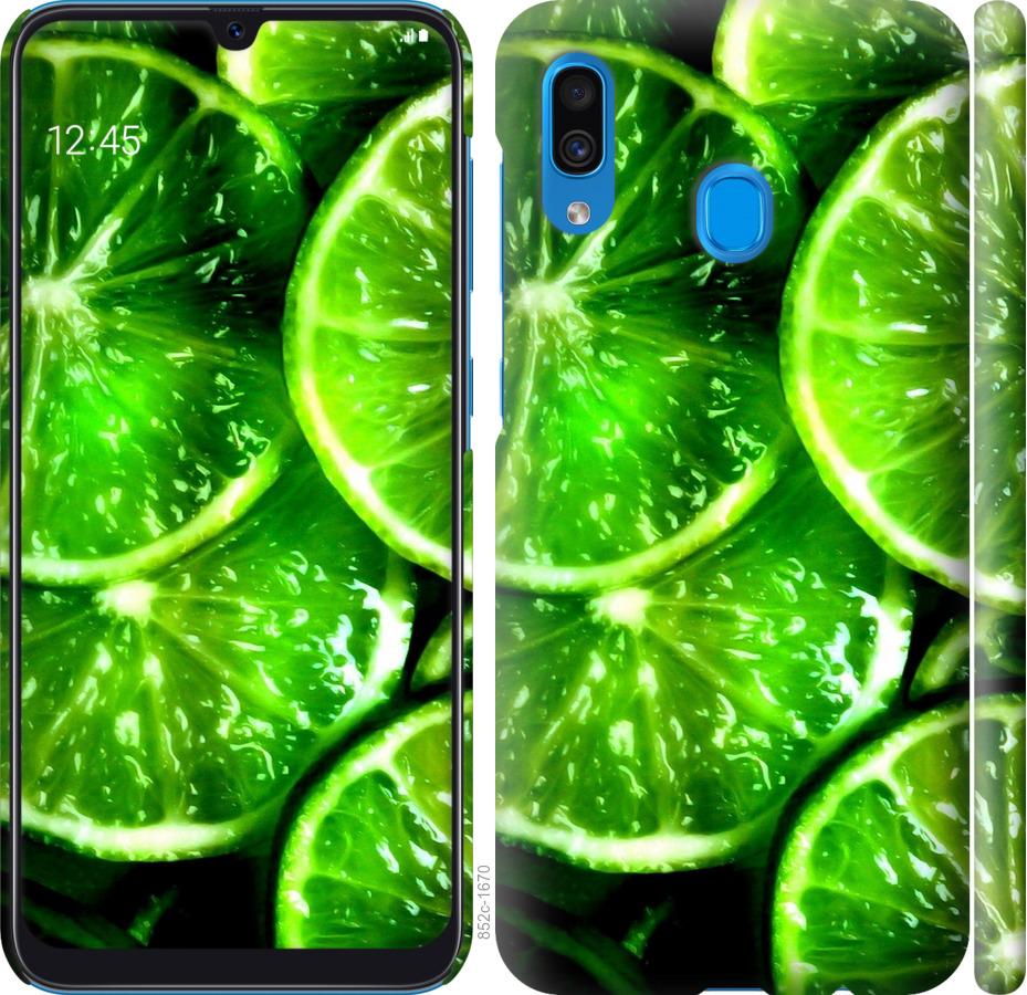 Чехол на Samsung Galaxy A20 2019 A205F Зелёные дольки лимона