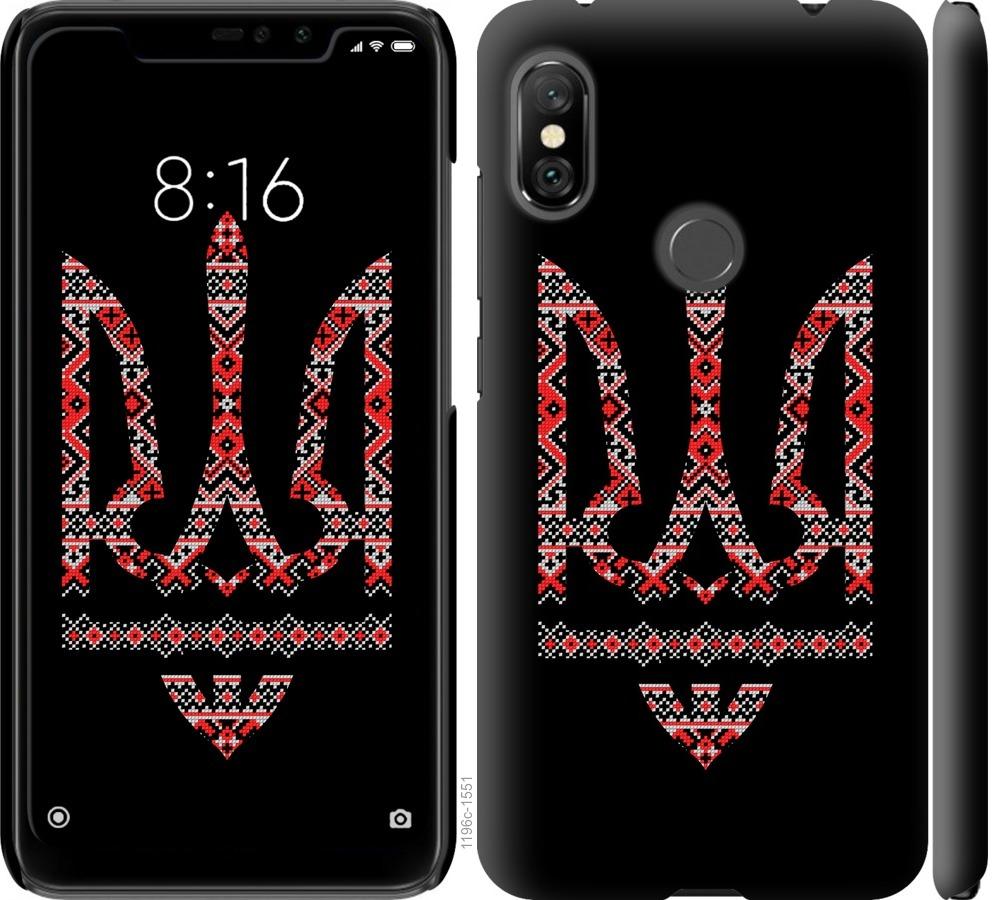 

Чехол на Xiaomi Redmi Note 6 Pro Герб - вышиванка на черном фоне