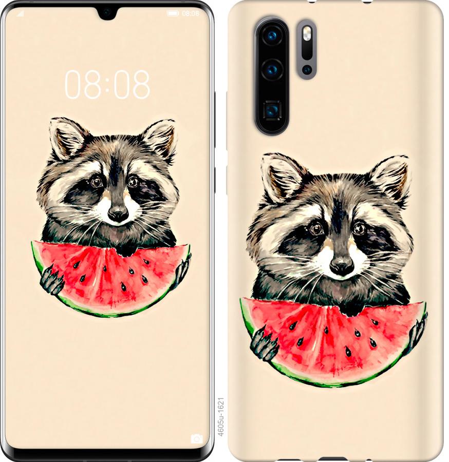 

Чехол на Oppo Reno 3 Енотик с арбузом