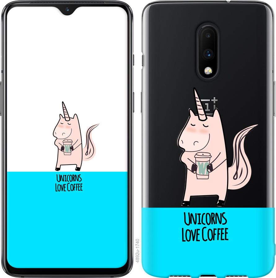 

Чохол на OnePlus 7 Єдиноріжок з кавою