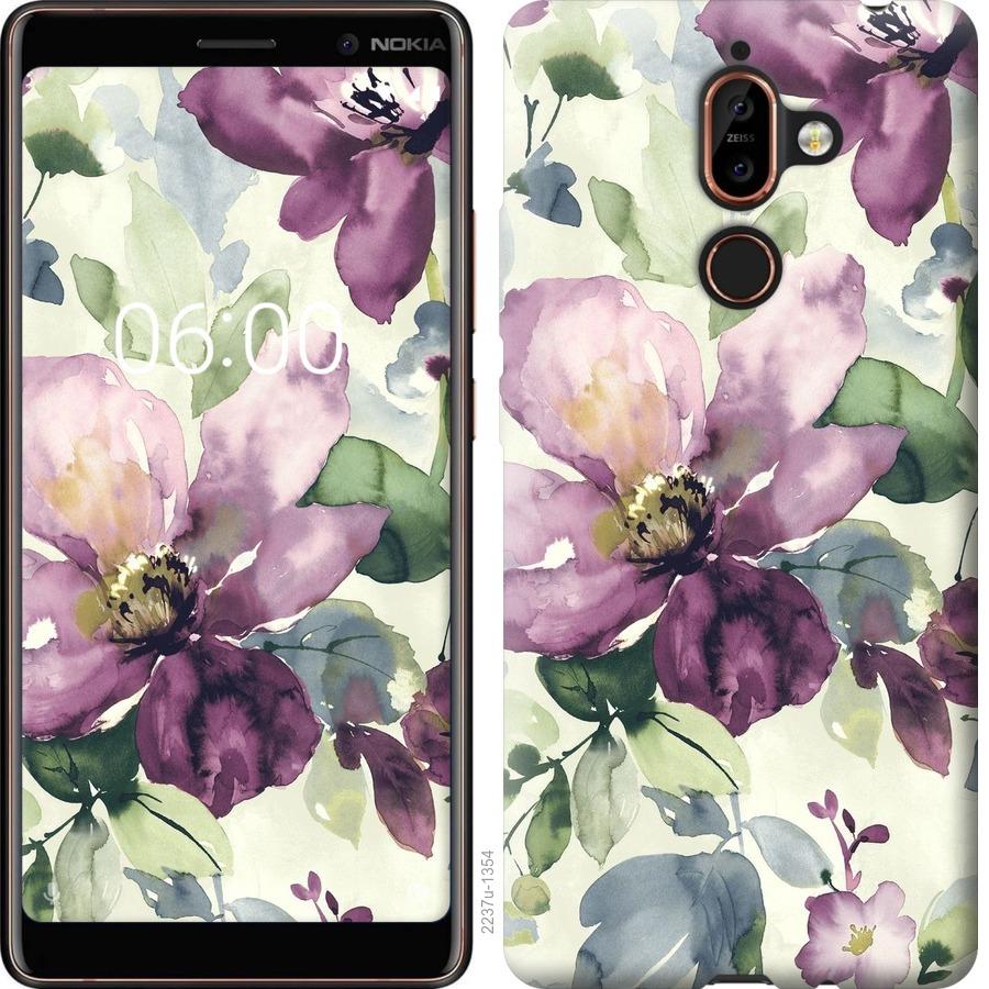 

Чохол на Nokia 7 Plus Квіти аквареллю