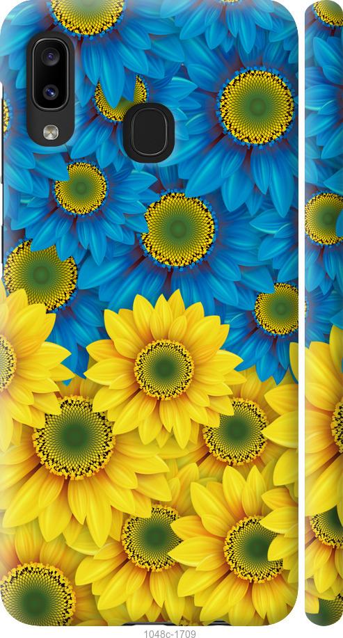 Чехол на Samsung Galaxy A20e A202F Жёлто-голубые цветы