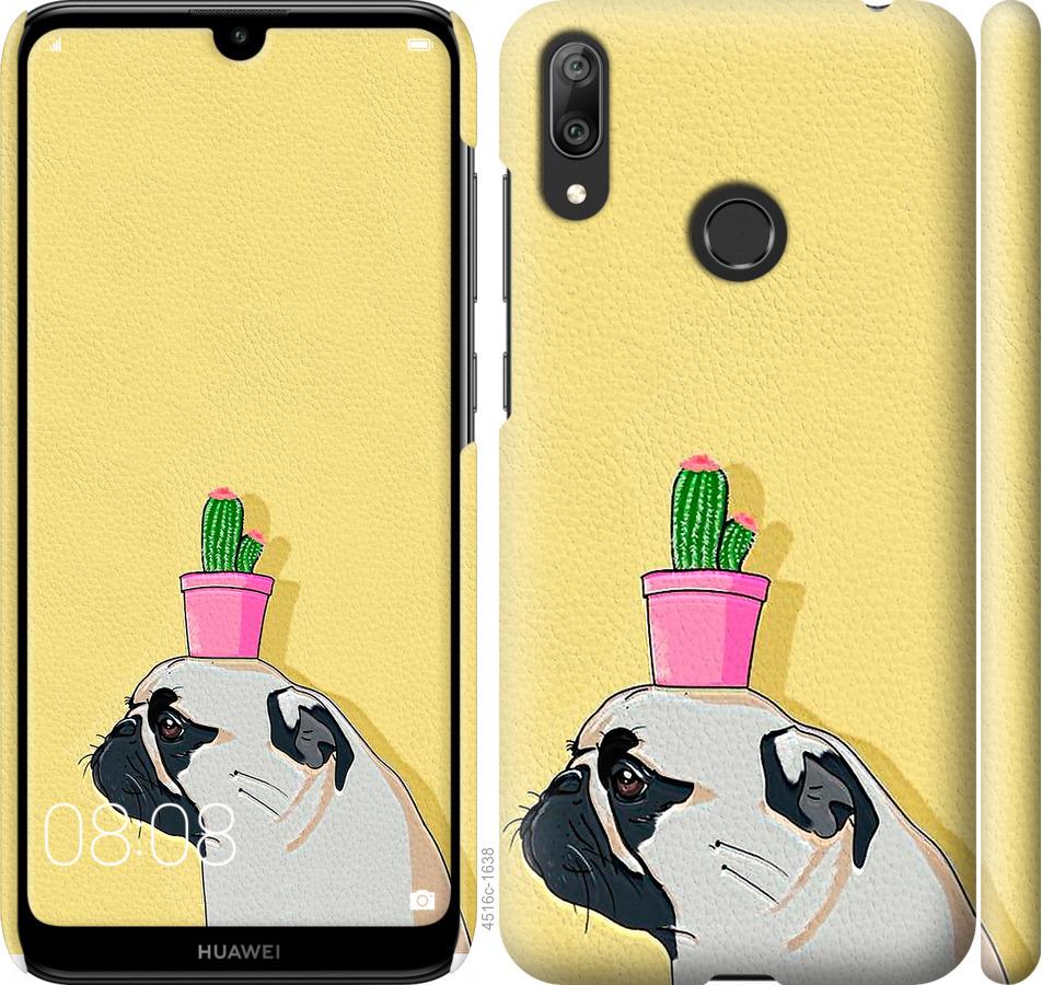 

Чохол на Huawei Y7 2019 Мопс з кактусом