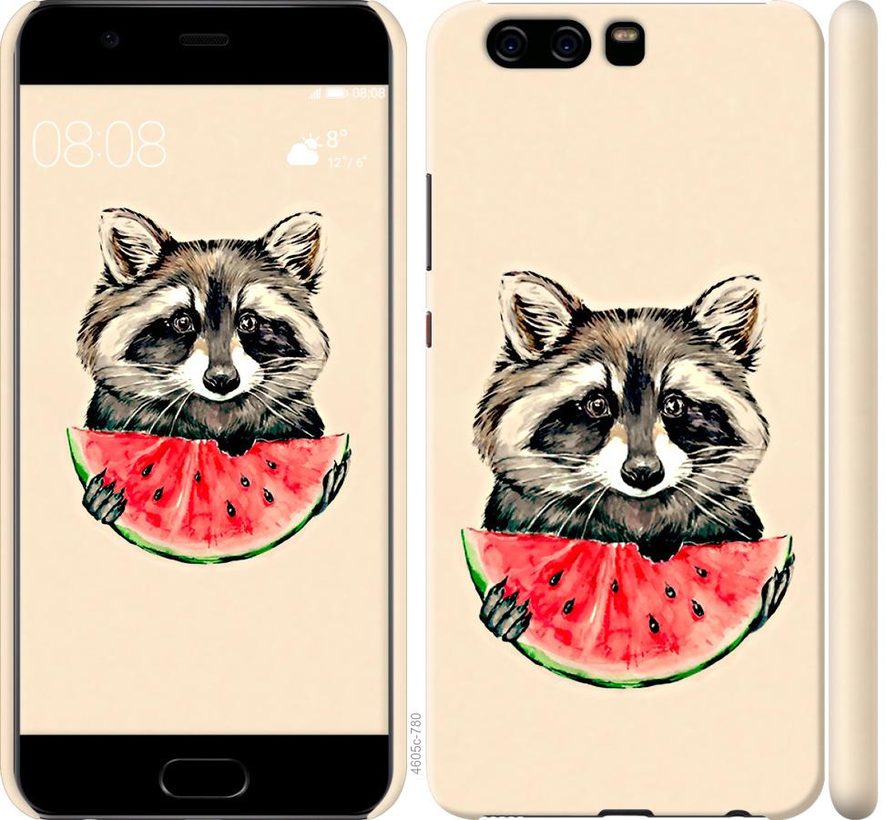 

Чехол на Huawei P10 Енотик с арбузом