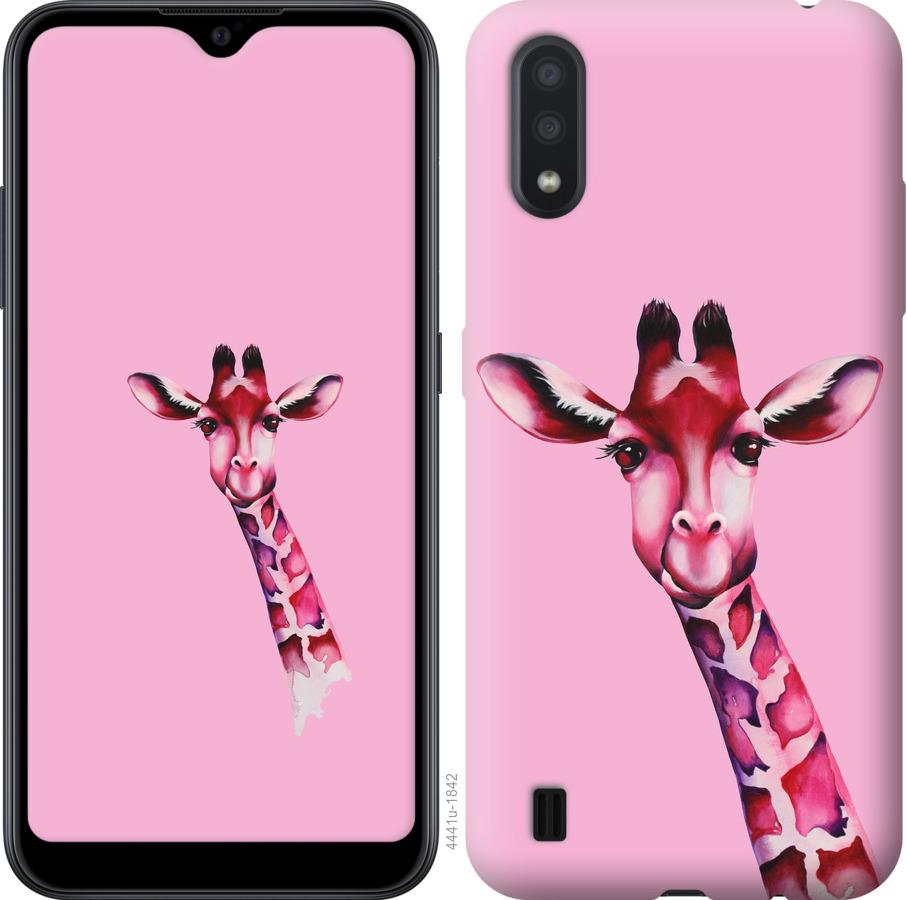 Чехол на Samsung Galaxy A01 A015F Розовая жирафа