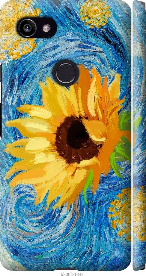 

Чехол на Google PixeL 2 XL Цветы желто-голубые