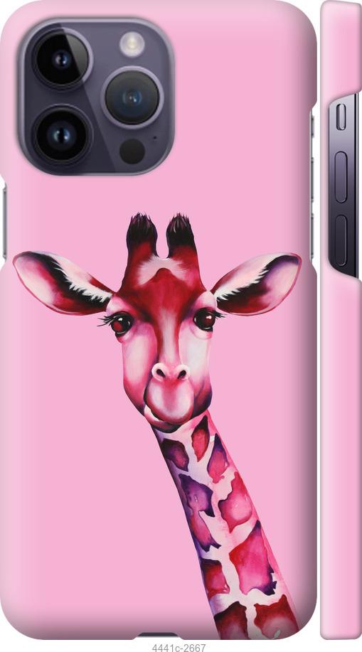 Чехол на iPhone 14 Pro Max Розовая жирафа