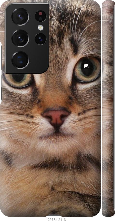

Чехол на Samsung Galaxy S21 Ultra Полосатый котик