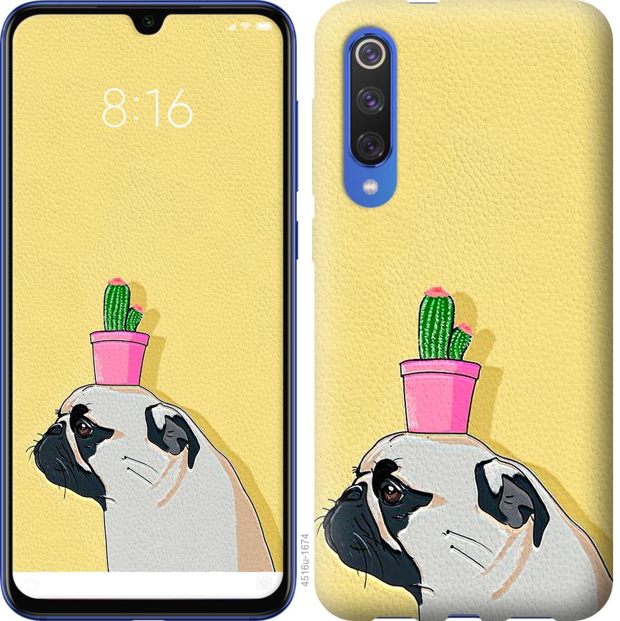 

Чохол на Xiaomi Mi 9 SE Мопс з кактусом