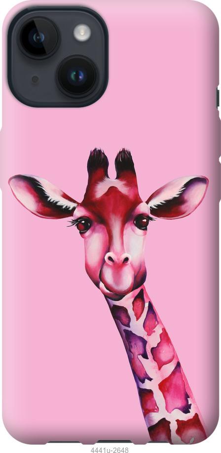 Чехол на iPhone 14 Розовая жирафа