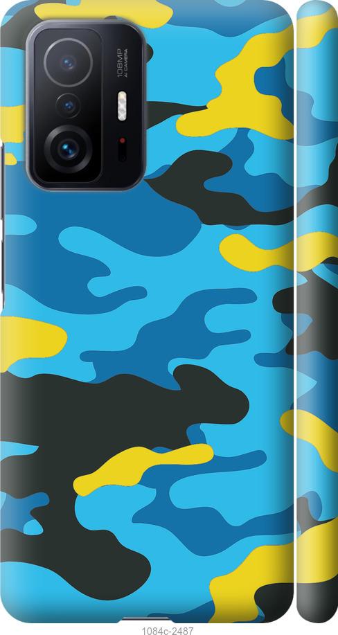Чехол на Xiaomi 11T Pro Желто-голубой камуфляж