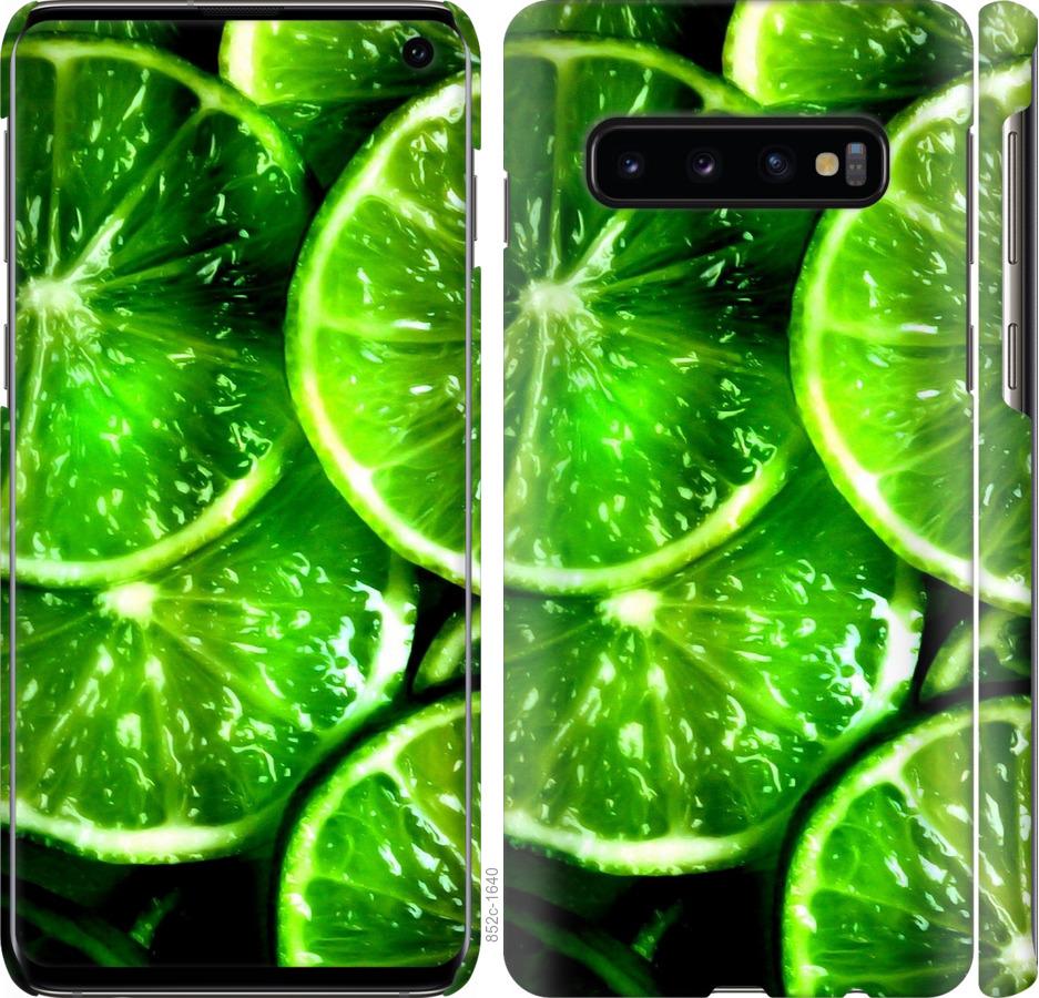 Чехол на Samsung Galaxy S10 Зелёные дольки лимона