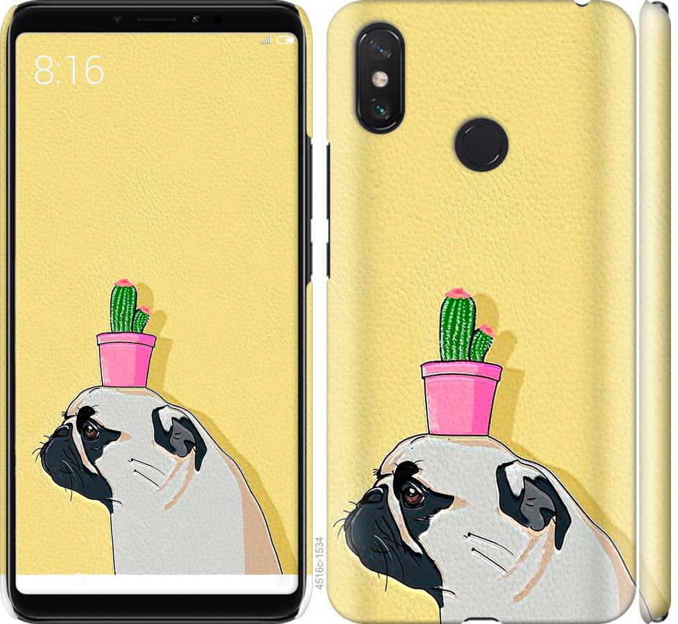 

Чохол на Xiaomi Mi Max 3 Мопс з кактусом