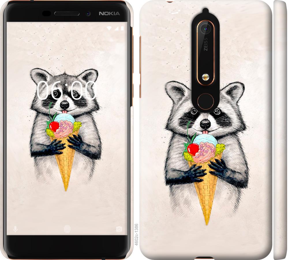 

Чохол на Nokia 6.1 Єнот з морозивом