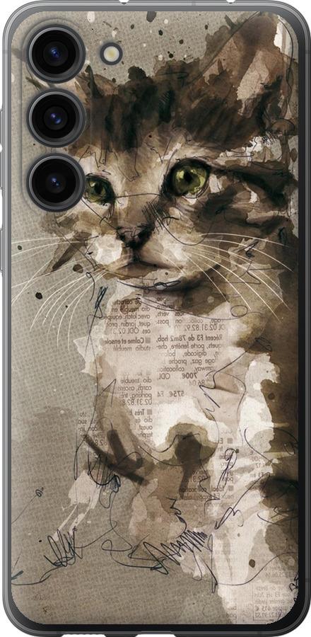 Чехол на Samsung Galaxy S23 Plus Котёнок из пятен и линий