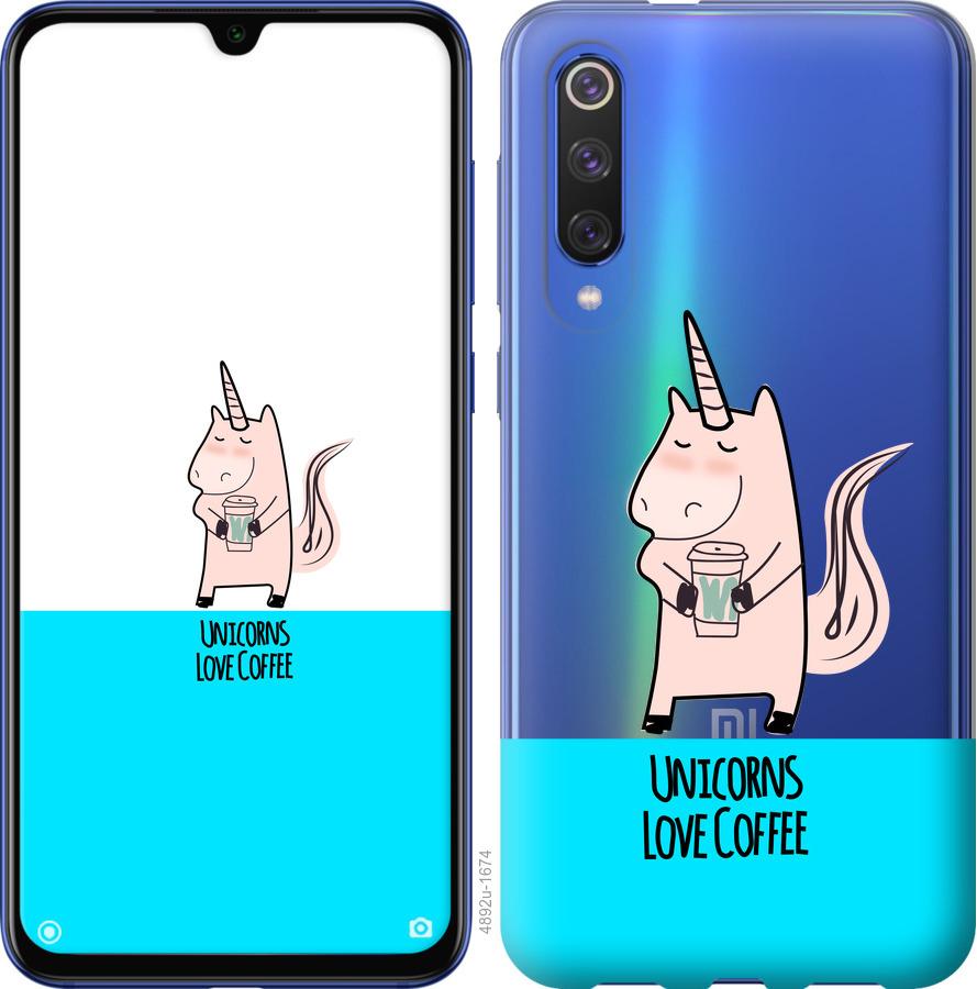 

Чехол на Xiaomi Mi 9 SE Единорожек с кофе