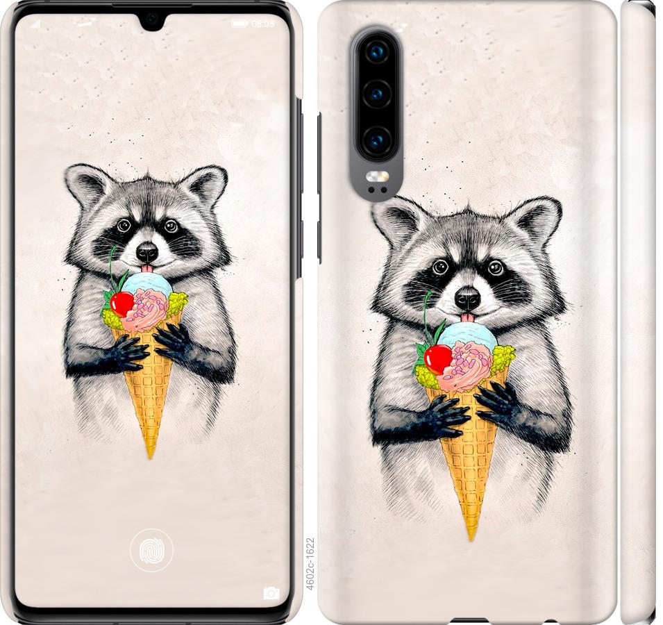 

Чохол на Huawei P30 Єнот з морозивом