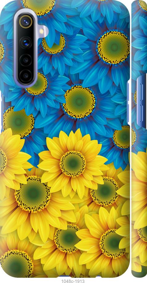 Чехол на Realme 6 Жёлто-голубые цветы