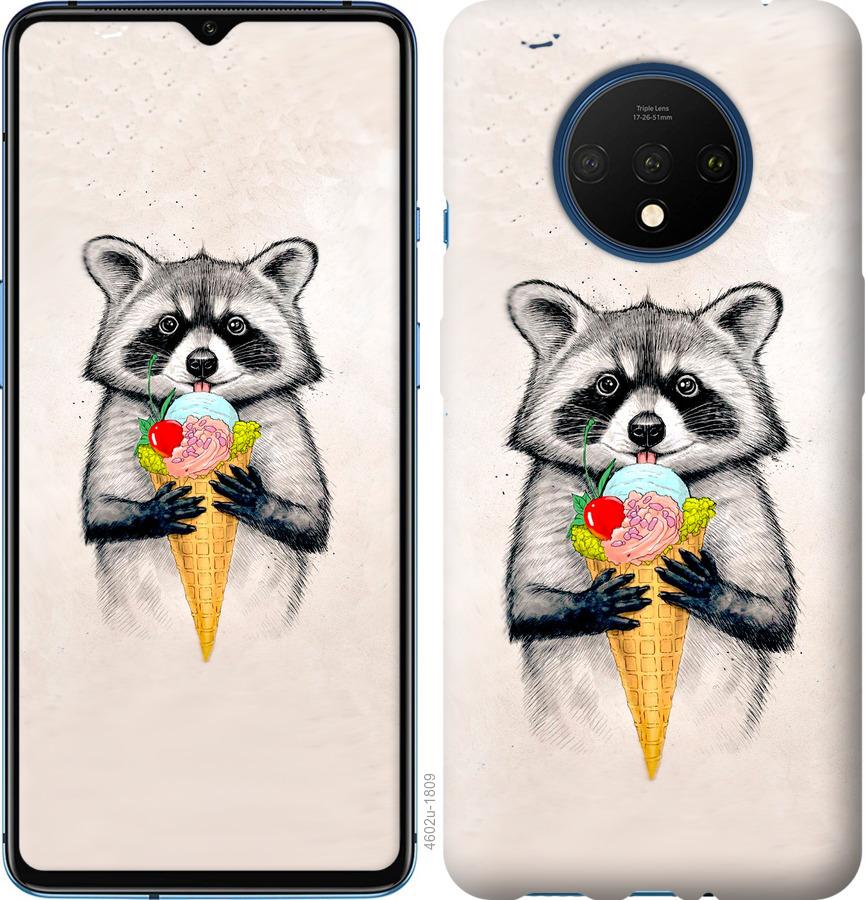 

Чохол на OnePlus 7T Єнот з морозивом