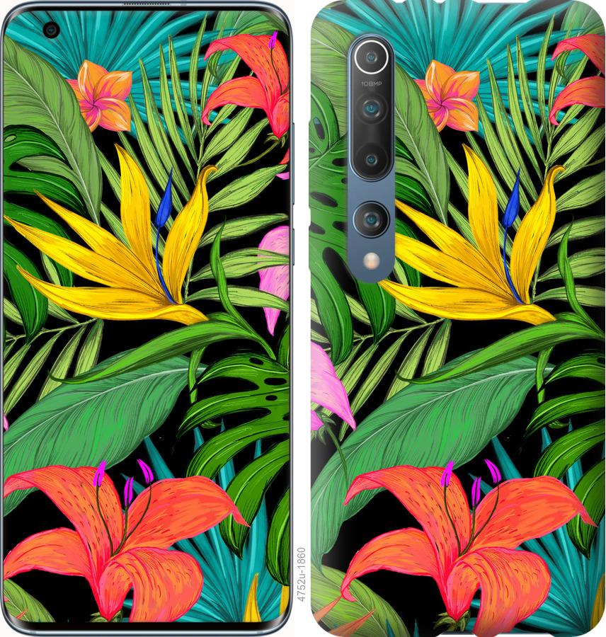 Чехол на Xiaomi Mi 10 Тропические листья 1