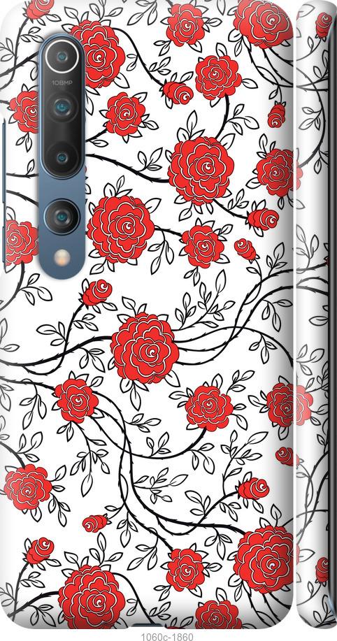 

Чохол на Xiaomi Mi 10 Pro Червоні троянди на білому тлі