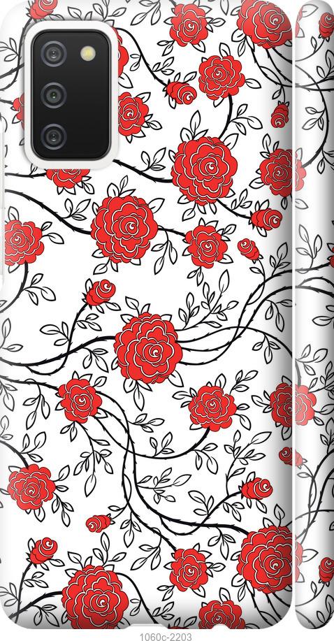 Чехол на Samsung Galaxy A02s A025F Красные розы на белом фоне
