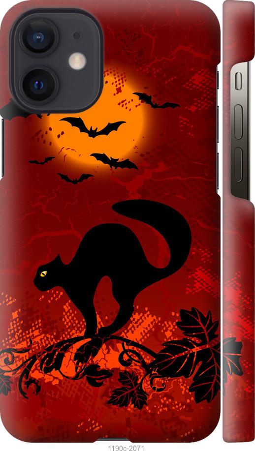 

Чехол на iPhone 12 Mini Чёрная кошка под луной