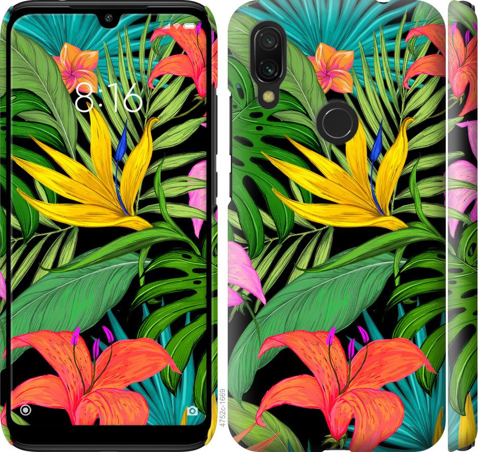 Чехол на Xiaomi Redmi 7 Тропические листья 1