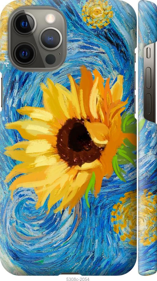 Чехол на iPhone 12 Pro Max Цветы желто-голубые