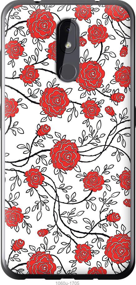 

Чехол на Nokia 3.2 Красные розы на белом фоне