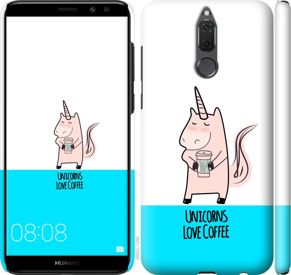 

Чехол на Huawei Mate 10 Lite Единорожек с кофе