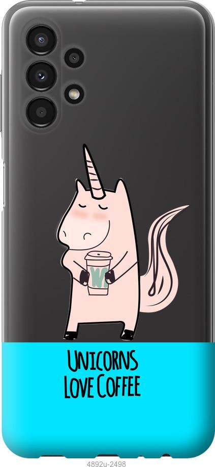 

Чохол на Samsung Galaxy A13 A135F Єдиноріжок з кавою