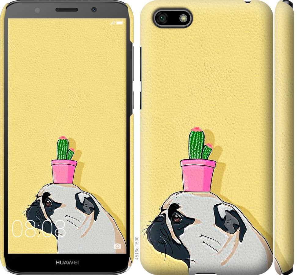 

Чохол на Huawei Y5 2018 Мопс з кактусом